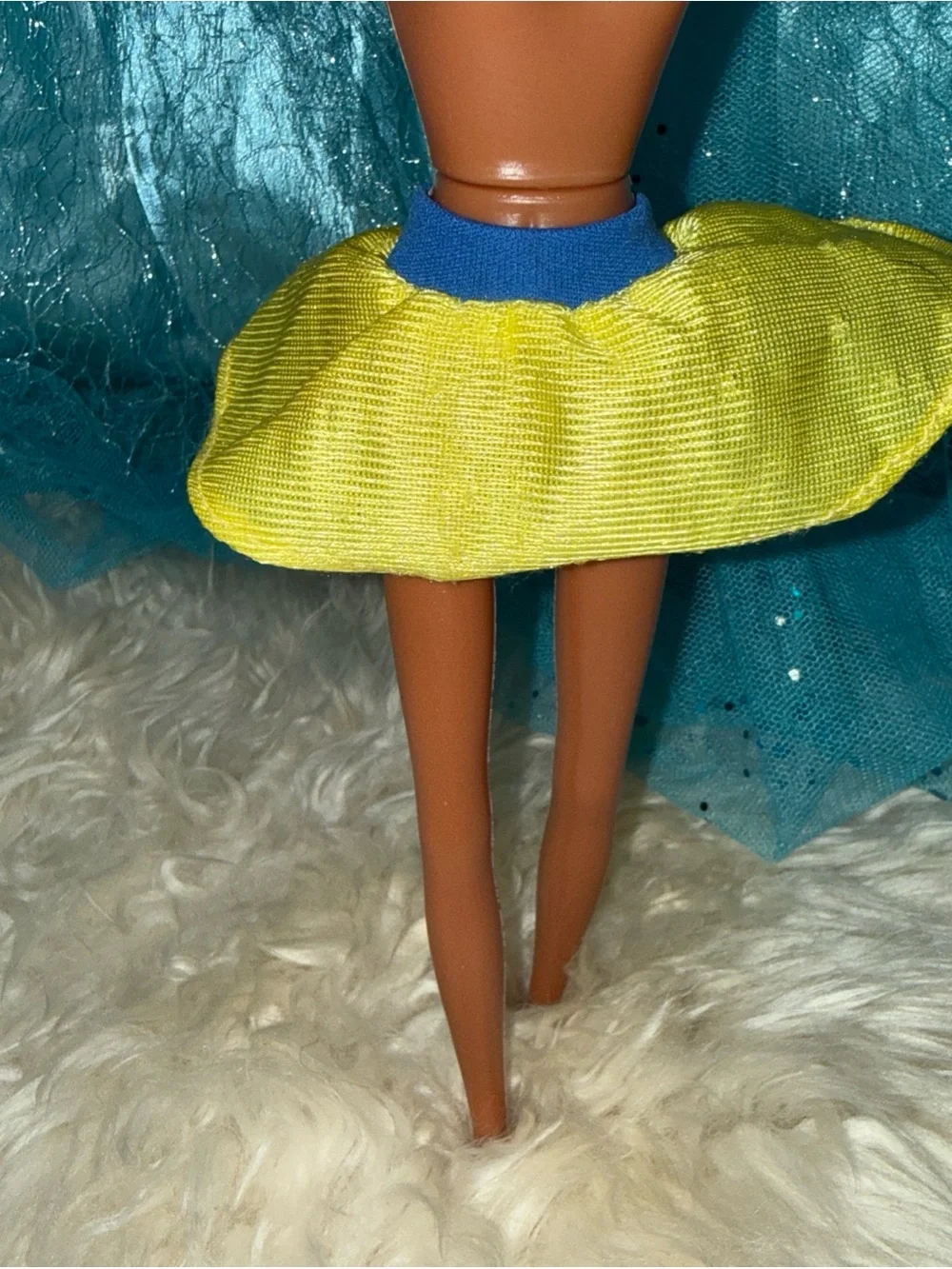 Barbie vintage yellow cheerleader skirt blue waist